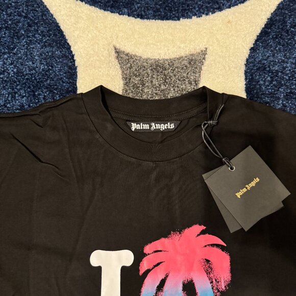 Palm Angels I Love PA Palm Tree Black T-Shirt Size Large - Picture 2 of 4